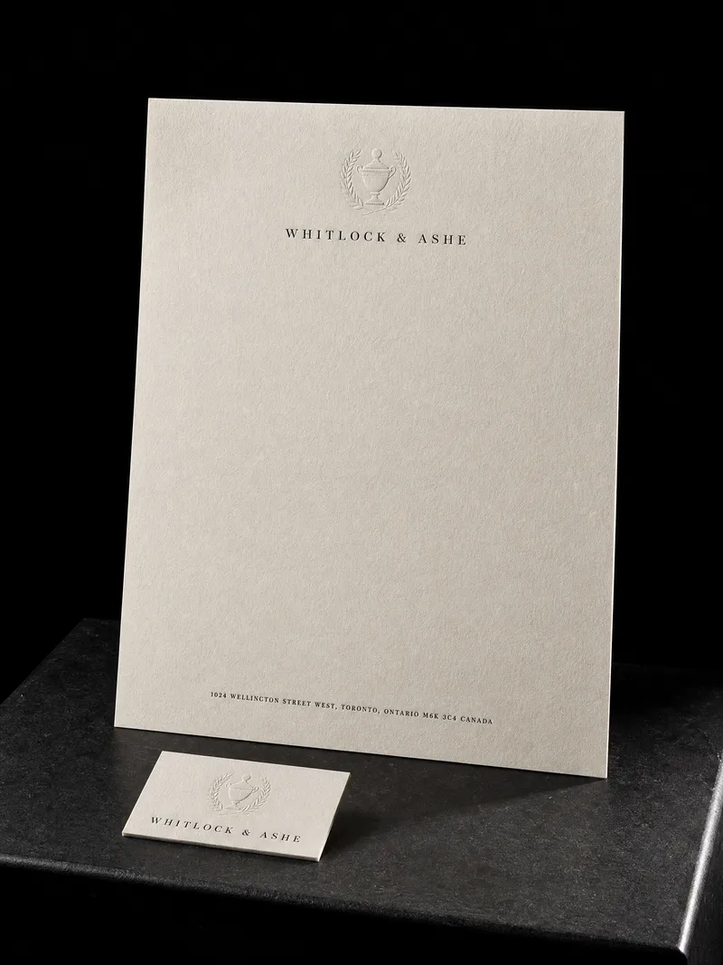 China White card with a blind engraved mark and no colour