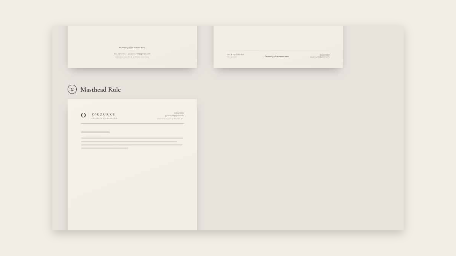 Letterhead masthead options for O'Rourke Property Stewardship