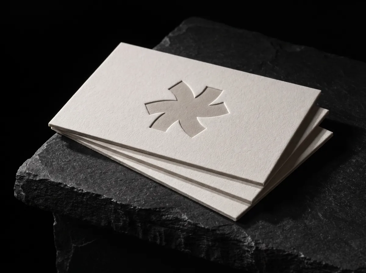 Deboss on a Print Peppermint cotton card, shown with the Peppermint asterisk