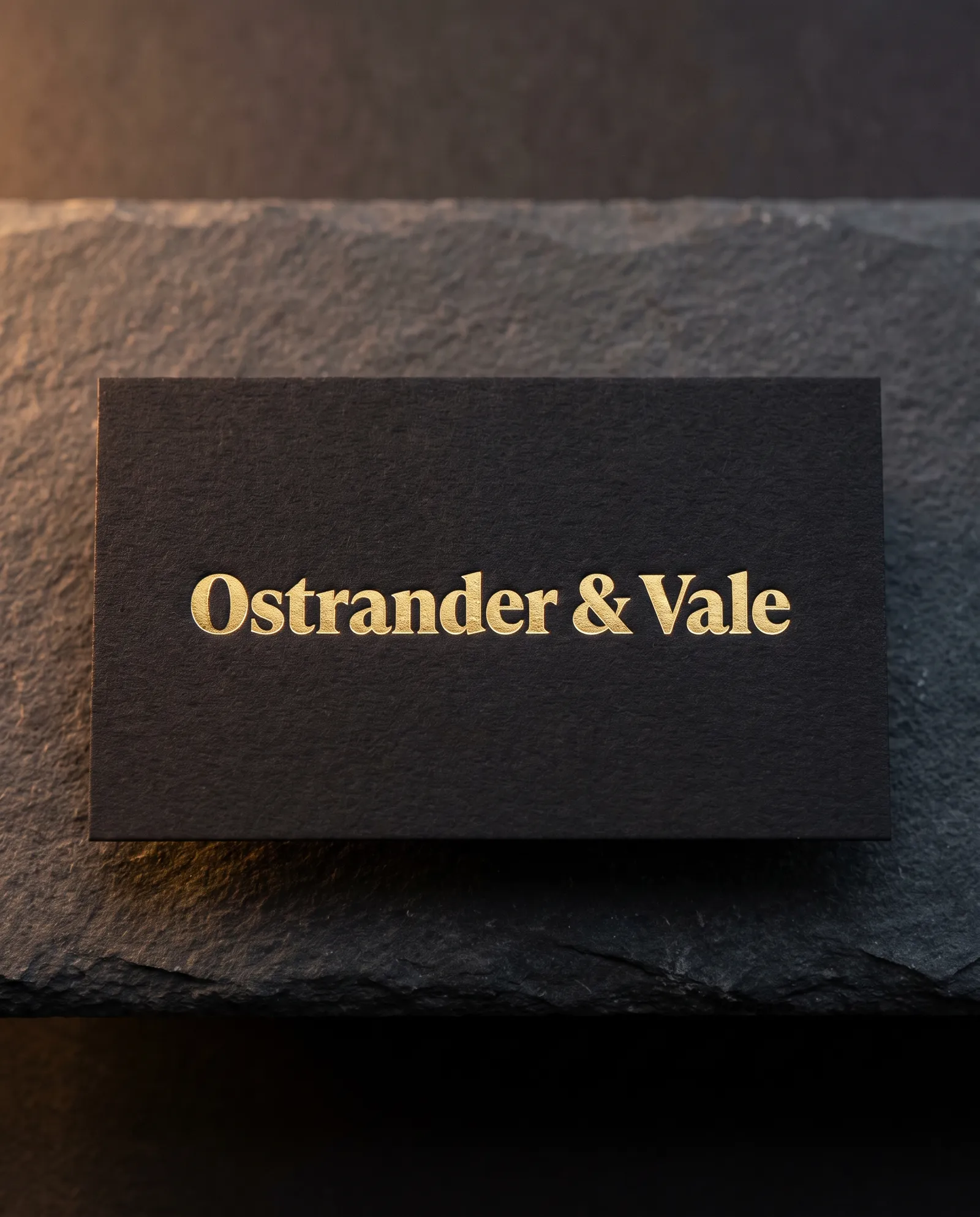 Design exploration: a gold foil wordmark on a black business card
