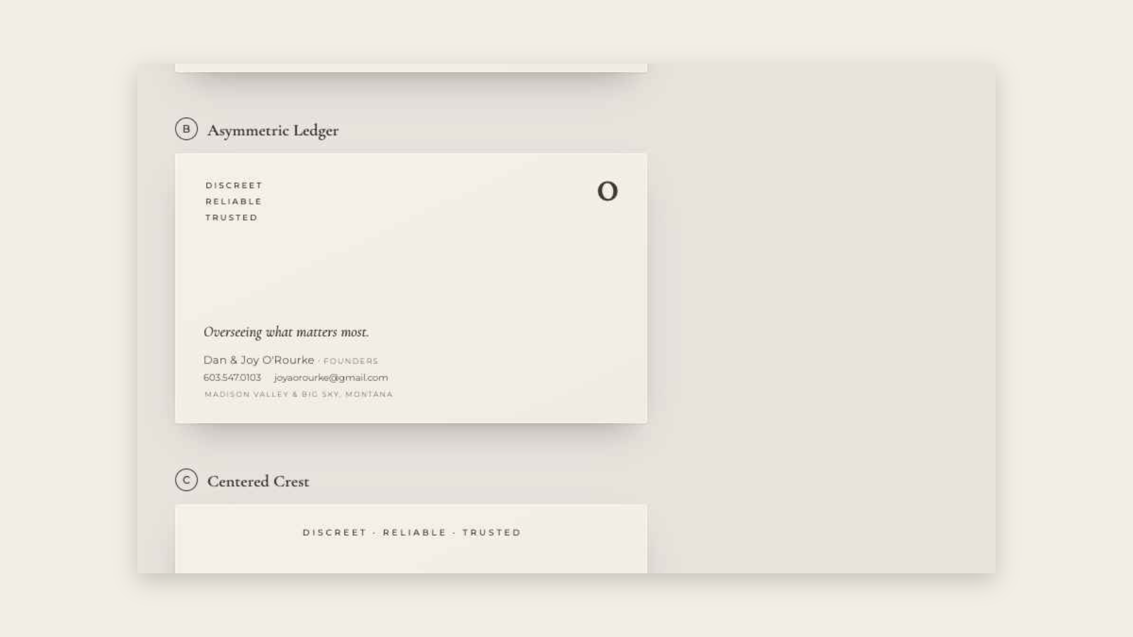 Further back-layout options for the O'Rourke card
