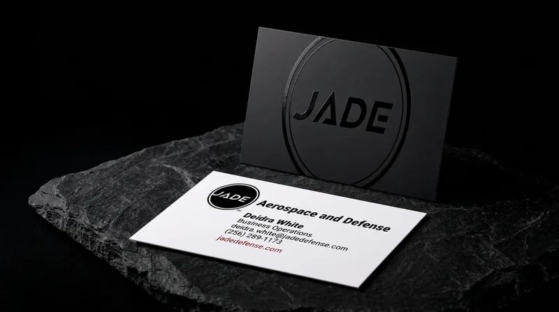 Black business card with a gloss logo visible only when it catches the light