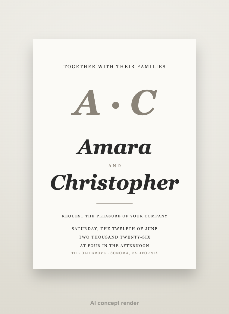 Quiet Letterpress wedding invitation concept — Blind deboss · handmade cotton