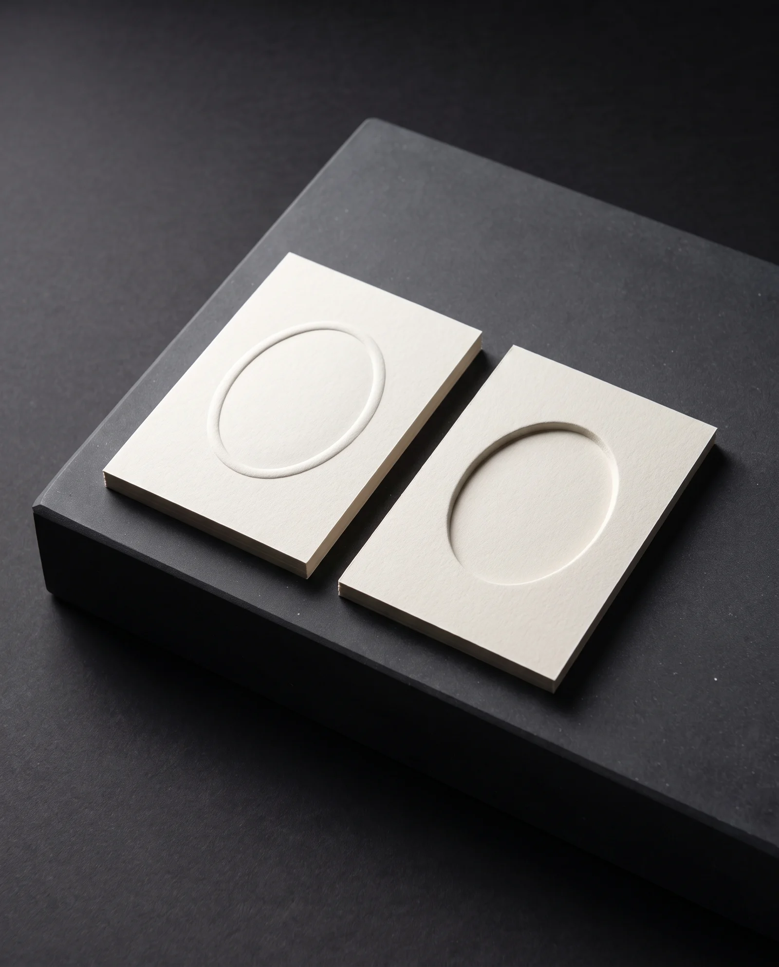 An embossed front and the mirrored hollow on the back of single-ply stock.