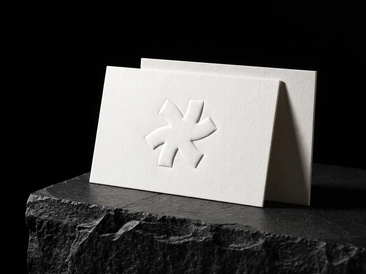 Emboss on a Print Peppermint cotton card, shown with the Peppermint asterisk