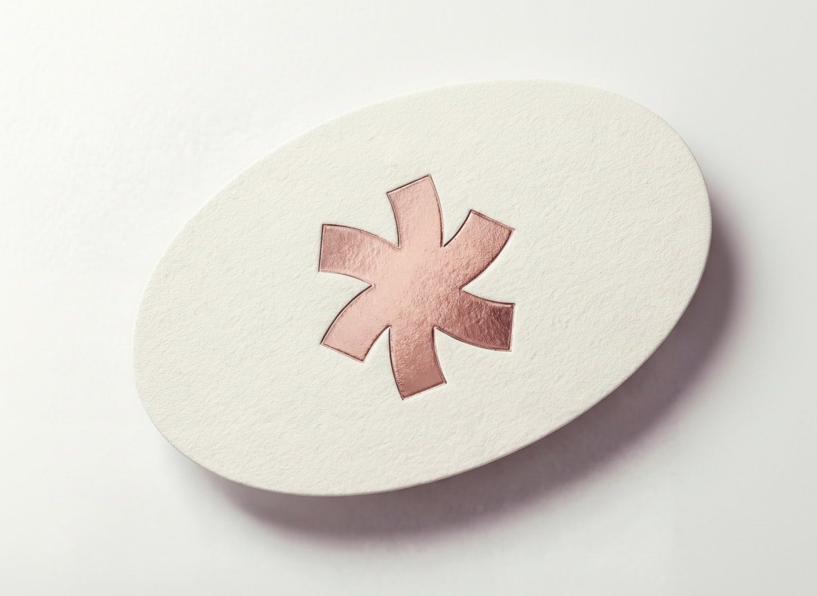 Custom die-cut paper pieces with hot foil detail