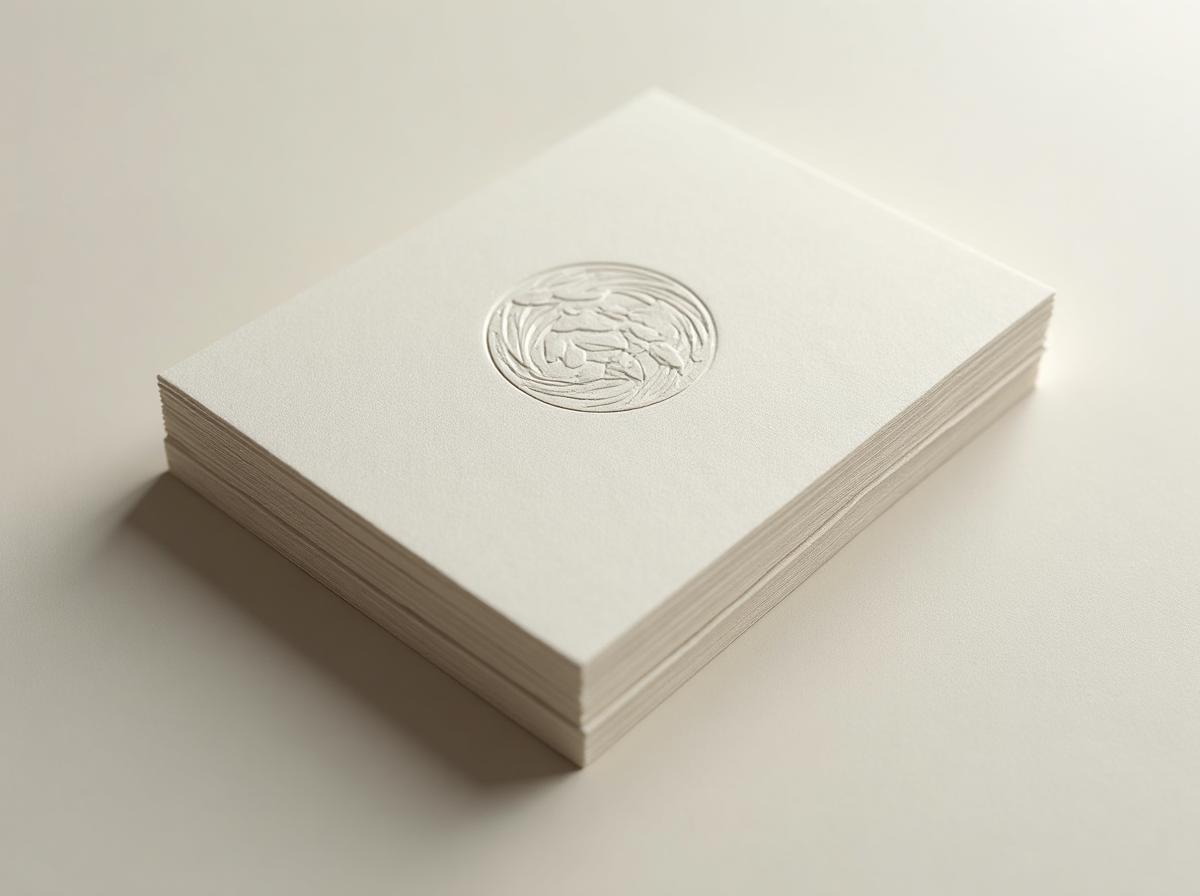 Shaped heavy paper specimen under raking light