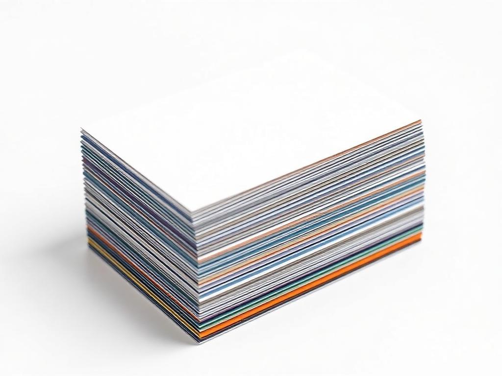 Stack of layered duplex cards showing their caliper