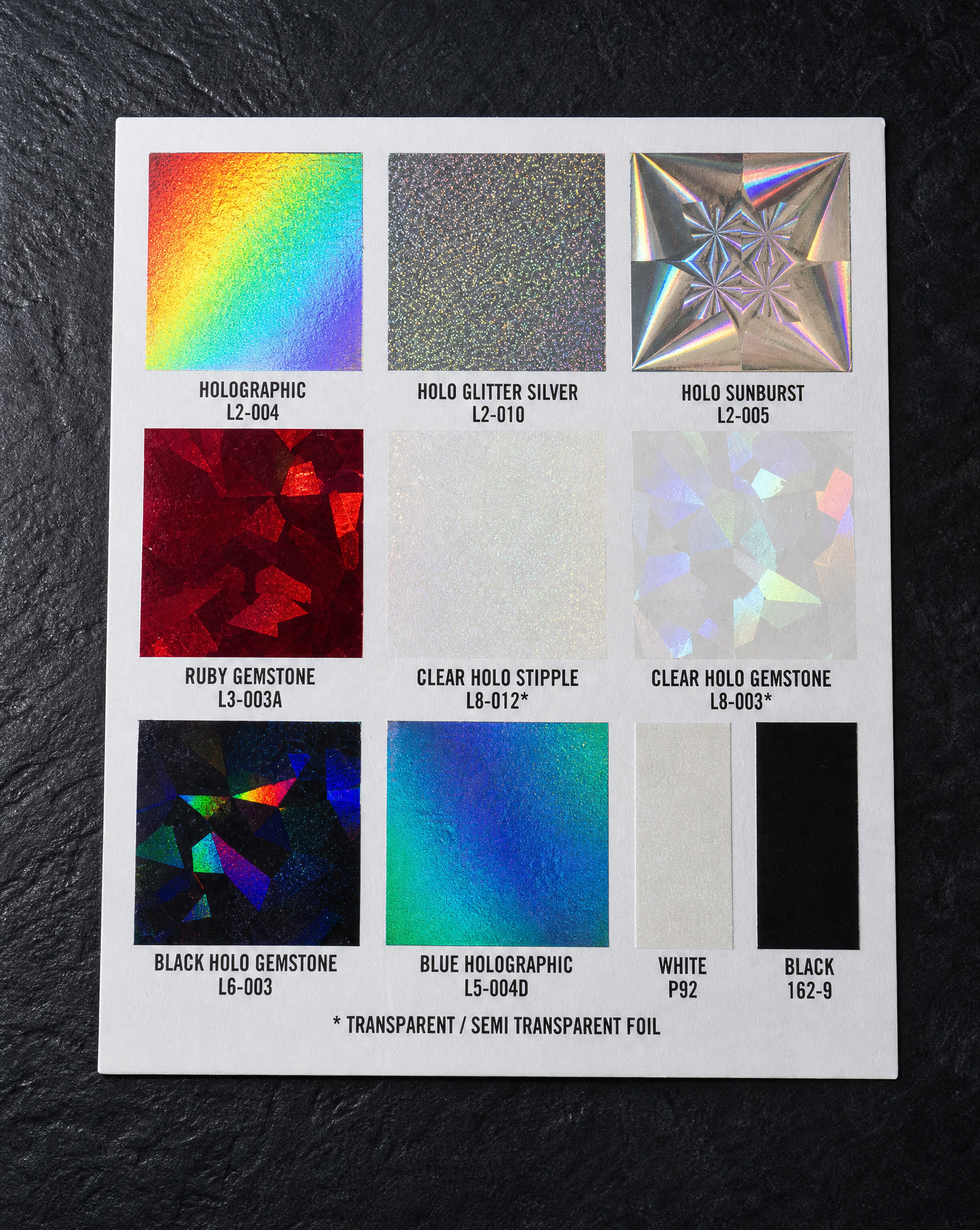 Special FX back — full card, flat — Print Peppermint house hot-foil swatch card