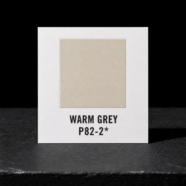Warm Grey P82-2 foil chip photographed on slate