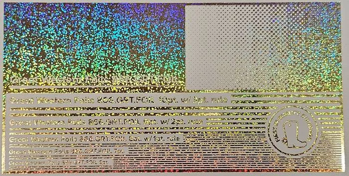 Great Western 945 foil stamped on a test card showing fine-line rules and a halftone ramp
